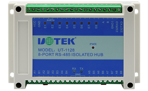 宇泰工业级8路RS-485串口集线器_UT-1128 工业级RS-232/RS-485转8PORT RS-485集线器