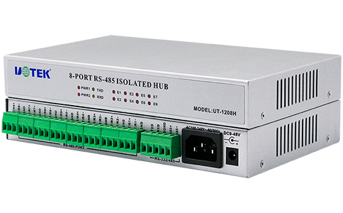 工业级双电源8口PORT集线器_UT-1208H RS-232/RS-485转8口PORT RS-485集线器