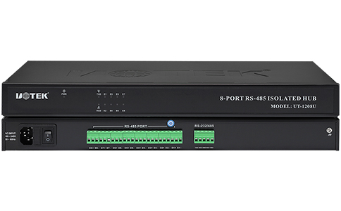 工业级串口转PORT集线器_UT-1208U RS-232/RS-485转8口PORT RS-485机架式集线器
