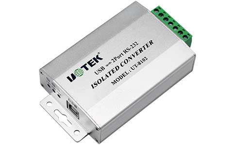 工业级串口转USB接口转换器_UT-8102 USB转2口RS-232光电隔离接口转换器
