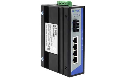 工业级单模多模以太网光纤收发器_UT-2604G-220 4口千兆网络光纤收发器